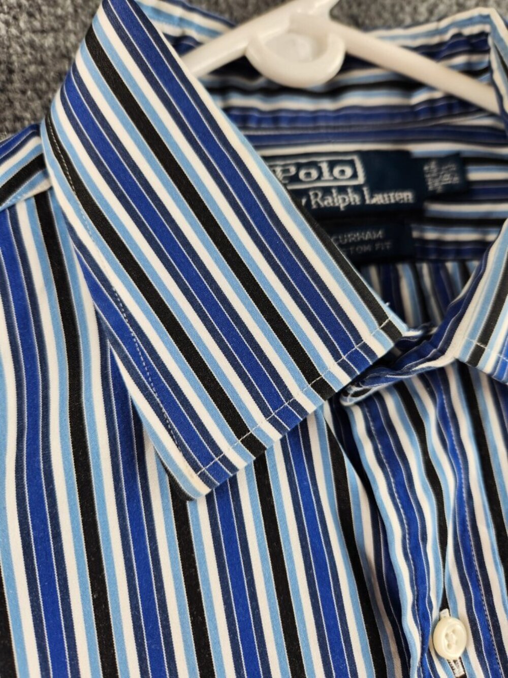 Polo Ralph Lauren Striped Blue Button Up Shirt Curham Custom Fit 16.5 36/37 Men - Picture 7 of 16